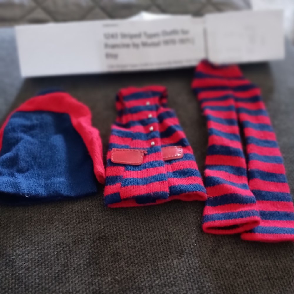Vintage 1243 Striped Types Outfit For Francine Doll By Mattel. 1970-71